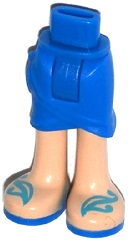 PARTS | Mini Doll Hips and Skirt Wrap with Light Nougat Legs and Sandals with Blue Soles and Medium Azure Straps Pattern - Thick Hinge [11244c00pb04]