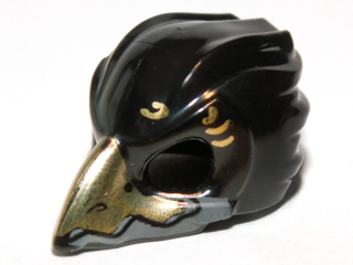 PARTS | Minifigure, Headgear Mask Bird (Raven) with Gold Beak and Gold Markings Pattern [12550pb01]