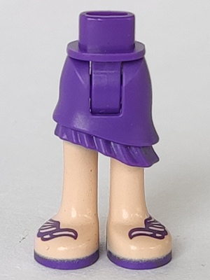 PARTS | Mini Doll Hips and Asymmetric Layered Skirt, Dark Purple Ruffle, Light Nougat Legs and Dark Purple Feather Sandals Pattern - Thick Hinge [20377c00pb05]
