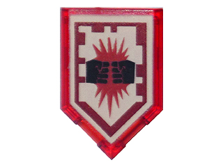 PARTS | Tile, Modified 2 x 3 Pentagonal with Nexo Power Shield Pattern - Charging Attack [22385pb019]