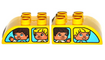 DUPLO | PARTS | PRELOVED | Duplo, Brick 2 x 3 Slope Curved with Medium Azure Vehicle Windows with Boys Pattern [2302pb08]