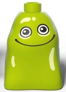 DUPLO | PARTS | PRELOVED | Duplo, Brick 2 x 2 x 2 Bag with Alien with Eyes, Smile, and Yellowish Green Spots Pattern (Miles from Tomorrowland Blodger Blopp) [23925pb01]