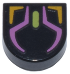 PARTS | Tile, Round 1 x 1 Half Circle Extended with Dark Pink, Bright Light Orange, and Lime RGB Gaming Mouse Pattern [24246pb049]