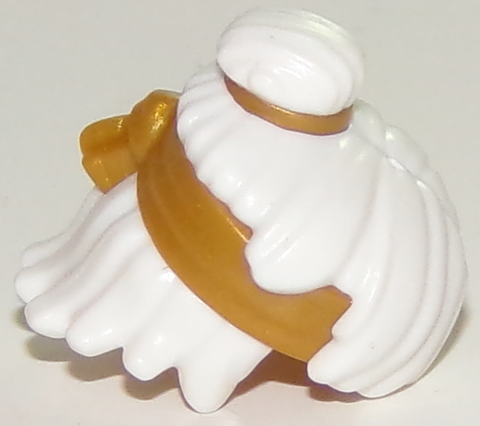 PARTS | Minifigure, Hair Mid-Length Tousled, Top Knot Bun with Molded Pearl Gold Headband and Hair Tie Pattern [25740pb02]