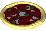 DUPLO | PARTS | PRELOVED | Duplo Utensil Disk with Pizza with Tomatoes, Cheese Slices, Basil, Mushrooms and Olives Pattern [27372pb02]