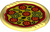 DUPLO | PARTS | PRELOVED | Duplo Utensil Disk with Pizza with Salami, Peppers and Olives Pattern [27372pb03]