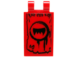 PARTS | Tile, Modified 2 x 3 with 2 Clips with Tattered Flag with Black Circle and Fangs Pattern Model Right Side (Sticker) - Set 70014 [30350bpb034r]