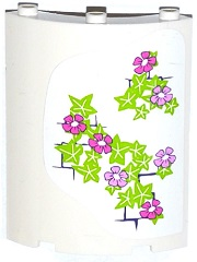 PARTS | Cylinder Quarter 4 x 4 x 6 with Bright Pink and Dark Pink Flowers, Leaves and Brick Wall Pattern on Right (Sticker) - Set 41052 [30562pb037R]