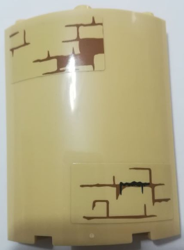 PARTS | Cylinder Quarter 4 x 4 x 6 with Brown Brick Wall Pattern on Upper Left and Lower Right Pattern (Stickers) - Set 75954 [30562pb050]