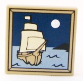 PARTS | Tile 2 x 2 with Sailing Ship and Moon Pattern [3068pb0408]