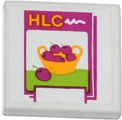 PARTS | Tile 2 x 2 with 'HLC' and Cherries Pattern (Sticker) - Set 41035 [3068pb0833]