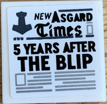 PARTS | Tile 2 x 2 with Newspaper 'NEW ASGARD Times' and '5 YEARS AFTER THE BLIP' Pattern (Sticker) - Set 76200 [3068pb2252]