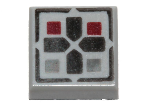 PARTS | Tile 1 x 1 with Black Cross and Dark Red and Dark Bluish Gray Buttons Pattern [3070pb096]