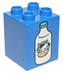 DUPLO | PARTS | PRELOVED | Duplo, Brick 2 x 2 x 2 with Milk Bottle with Cow Head Pattern [31110pb096]