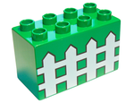 DUPLO | PARTS | PRELOVED | Duplo, Brick 2 x 4 x 2 with Fence Pattern [31111pb03]