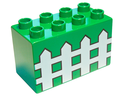 DUPLO | PARTS | PRELOVED | Duplo, Brick 2 x 4 x 2 with Fence Pattern [31111pb03]