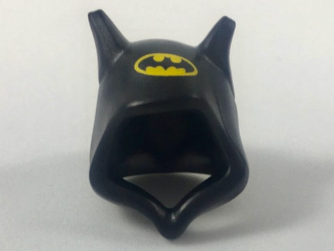 PARTS | Minifigure, Headgear Hood with Bat Ears with Bat on Yellow Oval Pattern [34736pb01]