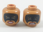 PARTS | Minifigure, Head Dual Sided Female, Black Eye Mask, Red Lips, Smile / Scowl Pattern - Hollow Stud [3626cpb1984]