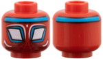PARTS | Minifigure, Head Alien with Spider-Man Large White Diamond Eyes with Dark Azure Borders and Headband, Webbing and Highlights on Dark Red Background Pattern [3626pb3945]