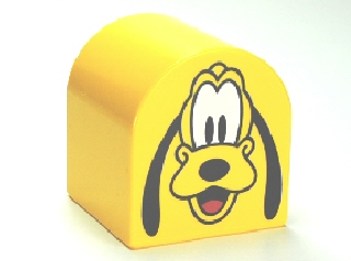 DUPLO | PARTS | PRELOVED | Duplo, Brick 2 x 2 x 2 Slope Curved Double with Pluto Pattern [3664pb18]