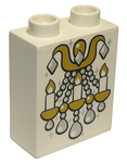 DUPLO | PARTS | PRELOVED | Duplo, Brick 1 x 2 x 2 with Crystal Chandelier Pattern [4066pb415]
