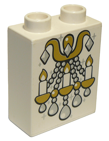 DUPLO | PARTS | PRELOVED | Duplo, Brick 1 x 2 x 2 with Crystal Chandelier Pattern [4066pb415]