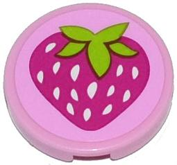 PARTS | Tile, Round 2 x 2 with Strawberry Pattern (Sticker) - Set 41035 [4150pb157]
