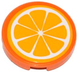 PARTS | Tile, Round 2 x 2 with Orange Fruit Slice Pattern (Sticker) - Set 41035 [4150pb158]
