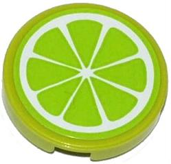 PARTS | Tile, Round 2 x 2 with Lime Fruit Slice Pattern (Sticker) - Set 41035 [4150pb159]