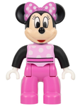 DUPLO | MINIFIGURE | PRELOVED |  Duplo Figure Lego Ville, Minnie Mouse, Bright Pink Top with Polka Dots and Black Sleeves, Dark Pink Legs [47394pb319]