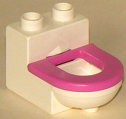 DUPLO | PARTS | PRELOVED | Duplo, Furniture Toilet with Dark Pink Seat (4911 / 4912) [4911c05]