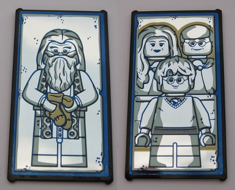 PARTS | Glass for Window 1 x 4 x 6 with Mirrored Albus Dumbledore / Harry Potter with Parents Pattern (Stickers) - Set 75954 [57895pb057]
