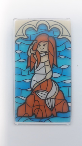 PARTS | Glass for Window 1 x 4 x 6 with Stained Glass Mermaid Sitting on Rock Pattern (Sticker) - Set 75948 [57895pb063]