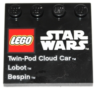 PARTS | Tile, Modified 4 x 4 with Studs on Edge with LEGO Star Wars Logo, 'Twin-Pod Cloud Car', 'Lobot', and 'Bespin' Pattern [6179pb048]