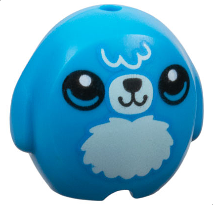 PARTS | Dark Azure Minifigure, Utensil Pillow Plush Toy with Dog with Black Nose, Mouth and Eyes, White Pupils and Light Aqua Bangs, Muzzle and Fur Stomach Pattern [6330pb02]