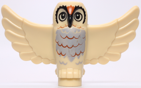 PARTS | Owl, Spread Wings with Black Beak and Eyes and Light Bluish Gray and Dark Orange Rippled Chest Feathers Pattern [67632pb03]