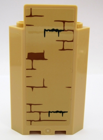PARTS | Panel 3 x 3 x 6 Corner Wall without Bottom Indentations with Brown Bricks with Moss Pattern (Sticker) - Set 75954 [87421pb051]