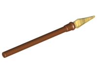PARTS | Minifigure, Weapon Pike / Spear Elaborate with Molded Flexible Rubber Pearl Gold Tip Pattern [90391pb02]