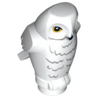 PARTS | Owl, Angular Features with Black Beak, Yellow Eyes, and Light Bluish Gray Rippled Chest Feathers Pattern (HP Hedwig) [92084pb03]