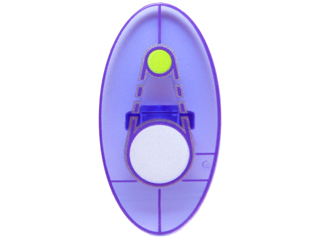 PARTS | Minifigure, Shield Elliptical with Dimensions Keystone Symbol with 1 Large White and 1 Small Lime Circles Pattern [92747pb06]