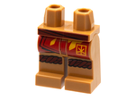 PARTS | Hips and Legs with Dark Red Sash and Knee Wrap, Red Robe End with Bright Light Orange Flame and Ninjago Logogram Letter K in Square Pattern [970c00pb1312]