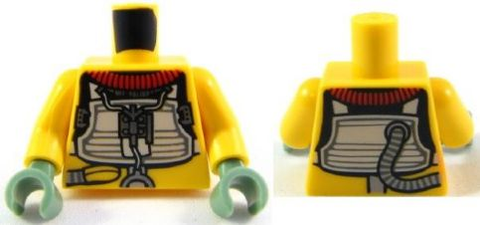 PARTS | Torso SW Trandoshan Armor with Dark Red Collar and Printed Back Pattern / Yellow Arms / Sand Green Hands [973pb0673c01]