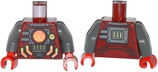PARTS | Torso Agents Robot with Furnace with Gauge and Piping Pattern / Dark Bluish Gray Arms / Red Hands [973pb1707c01]