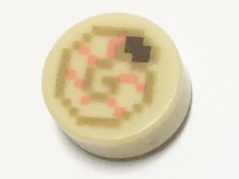 PARTS | Tile, Round 1 x 1 with Pixelated Minecraft Coral and Dark Tan Nautilus Shell Pattern [98138pb176]