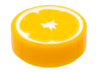 PARTS | Tile, Round 1 x 1 with Orange Fruit Slice Pattern [98138pb262]