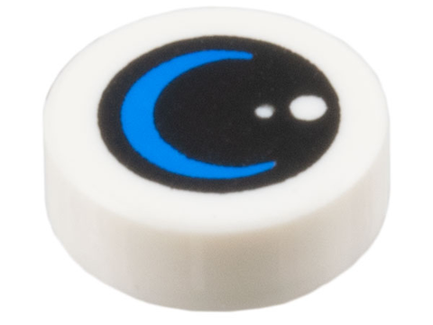 PARTS | Tile, Round 1 x 1 with Black Lens / Circle with Dots and Blue Crescent Moon Pattern [98138pb408]
