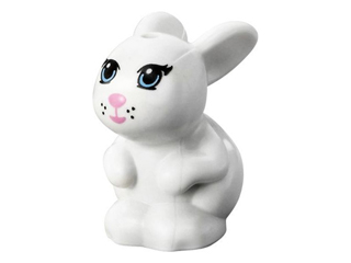 PARTS | Bunny / Rabbit, Friends Style, Sitting with Bright Light Blue Eyes, Bright Pink Nose and Mouth and Black Whisker Dots Pattern (Daisy) [98387pb01]