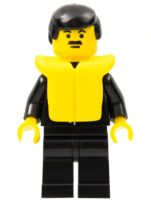 LEGO | MINIFIGURE | CITY | PRELOVED | Police - Suit with Sheriff Star, Black Legs, Black Male Hair, Life Jacket [cop032]