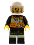 LEGO | MINIFIGURE | CITY | PRELOVED | Fire - Reflective Stripe Vest with Pockets and Shoulder Strap, White Helmet [cty0344]