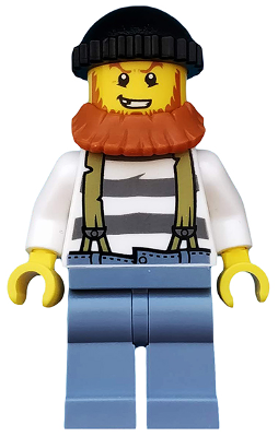 LEGO | MINIFIGURE | CITY | PRELOVED | Swamp Police - Crook Male with Black Knit Cap and Dark Orange Beard [cty0513]